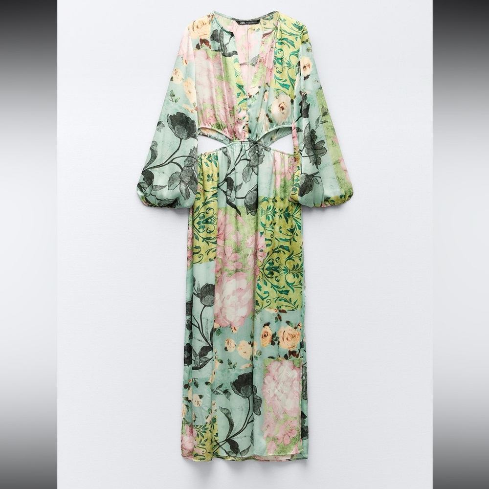 Zara floral print cutout dress